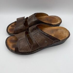 Finn Comfort Brown Leather Slides Adjustable‎ Comfort Sandals Size EU 41 US 10